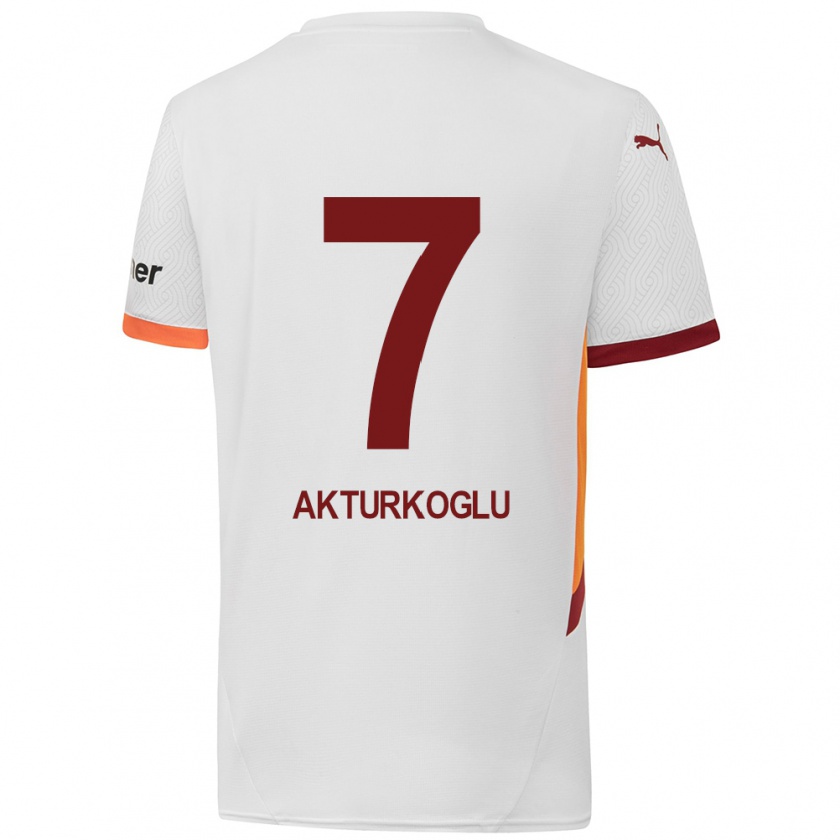 Kandiny Kinder Kerem Aktürkoğlu #7 Weiß Gelb Rot Auswärtstrikot Trikot 2024/25 T-Shirt