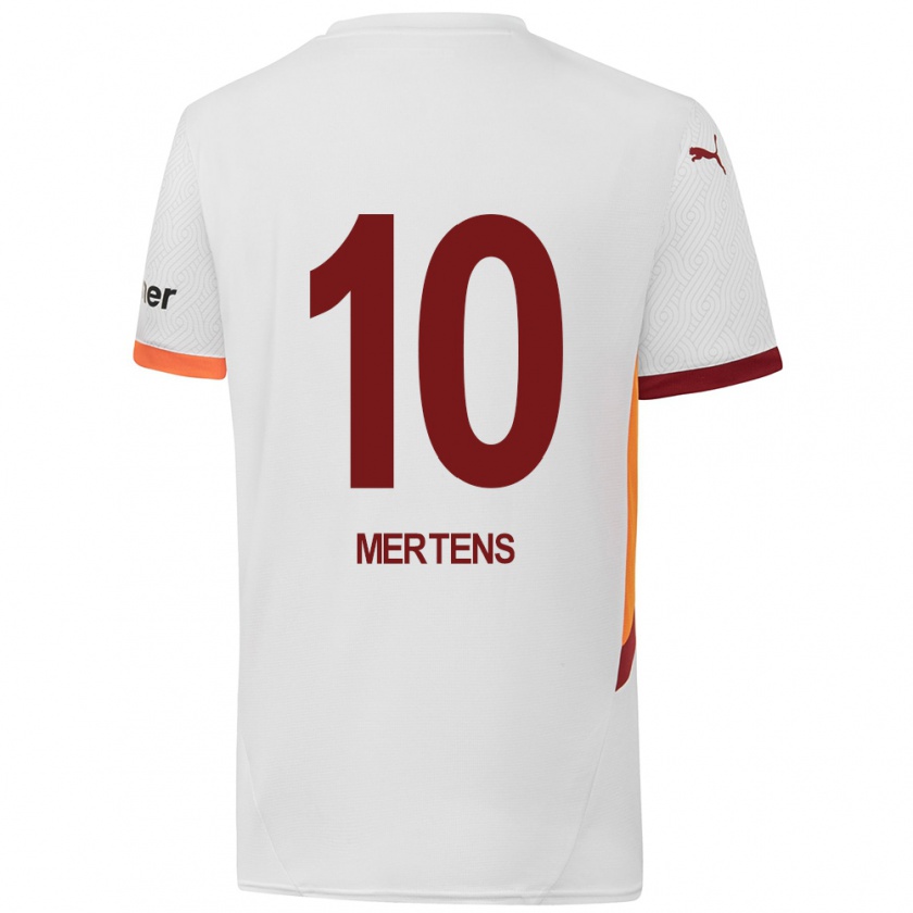 Kandiny Kinder Dries Mertens #10 Weiß Gelb Rot Auswärtstrikot Trikot 2024/25 T-Shirt