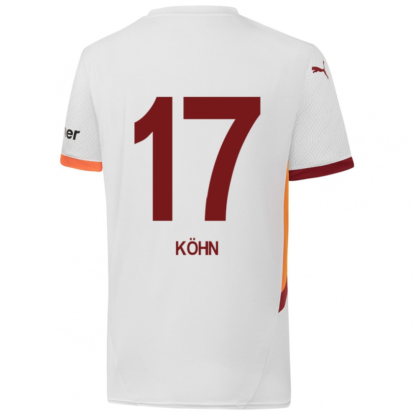 Kandiny Kinder Derrick Köhn #17 Weiß Gelb Rot Auswärtstrikot Trikot 2024/25 T-Shirt