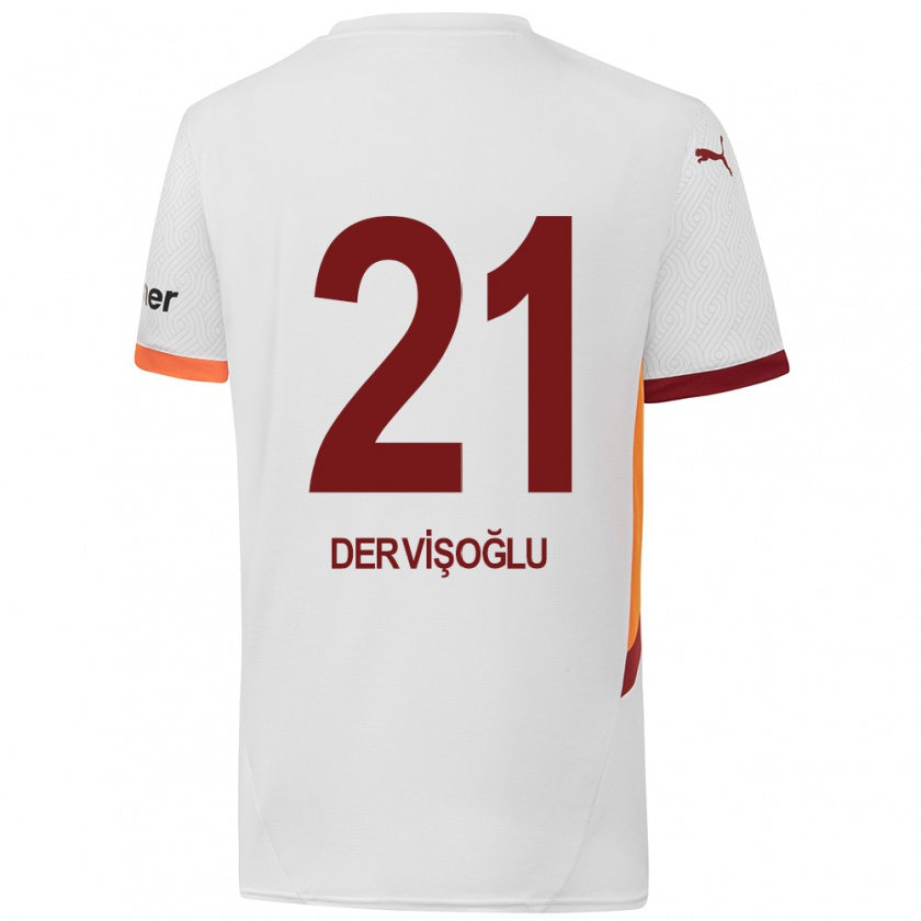 Kandiny Kinder Halil Dervişoğlu #21 Weiß Gelb Rot Auswärtstrikot Trikot 2024/25 T-Shirt