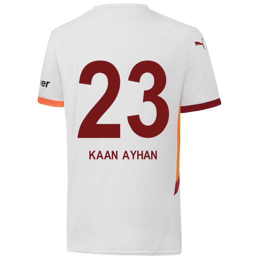 Kandiny Kinder Kaan Ayhan #23 Weiß Gelb Rot Auswärtstrikot Trikot 2024/25 T-Shirt