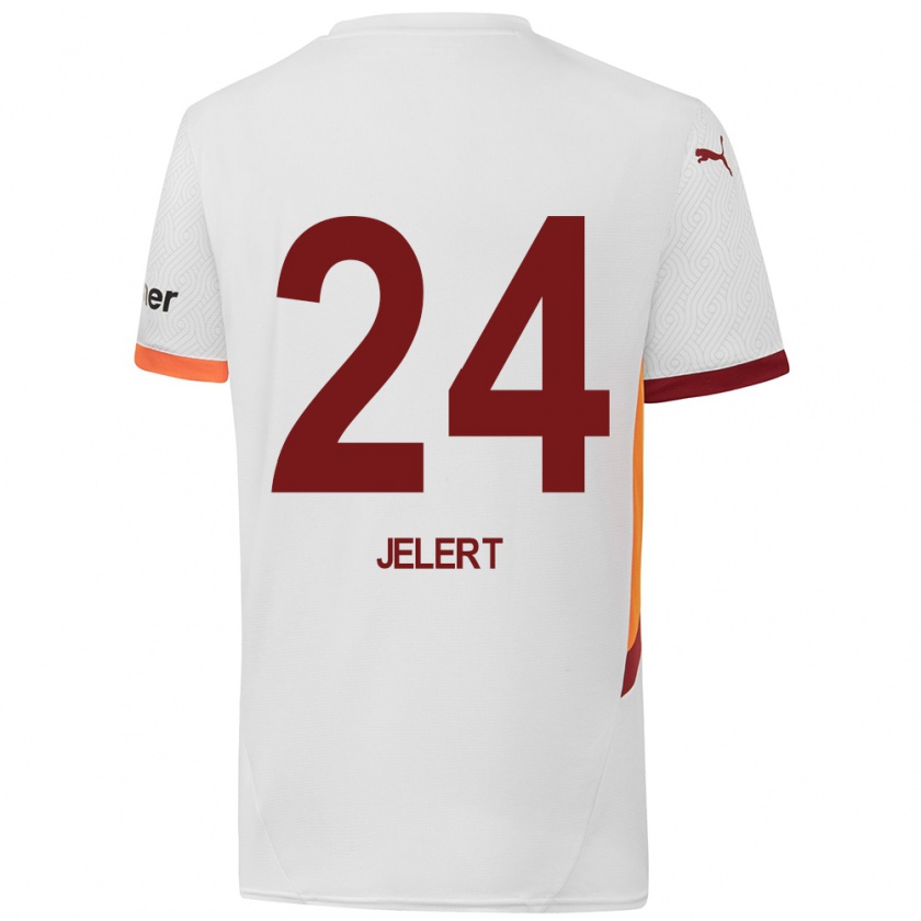 Kandiny Kinder Elias Jelert #24 Weiß Gelb Rot Auswärtstrikot Trikot 2024/25 T-Shirt