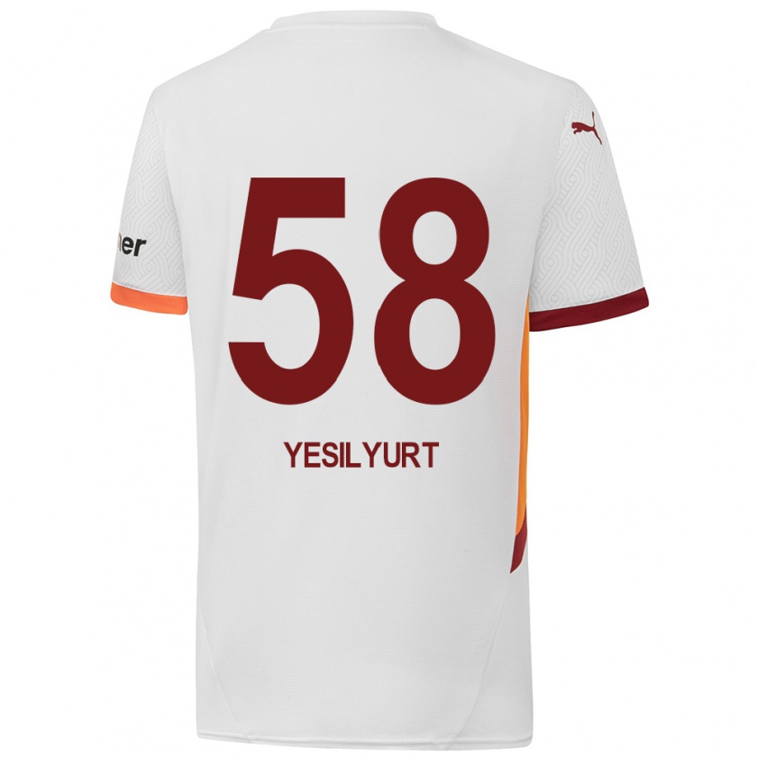 Kandiny Kinder Ali Yeşilyurt #58 Weiß Gelb Rot Auswärtstrikot Trikot 2024/25 T-Shirt