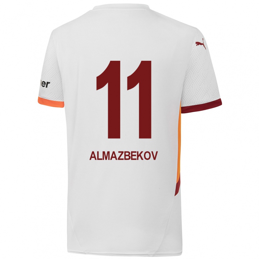 Kandiny Kinder Beknaz Almazbekov #11 Weiß Gelb Rot Auswärtstrikot Trikot 2024/25 T-Shirt