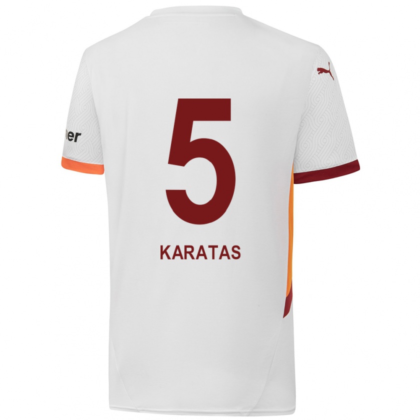 Kandiny Kinder Eda Karataş #5 Weiß Gelb Rot Auswärtstrikot Trikot 2024/25 T-Shirt