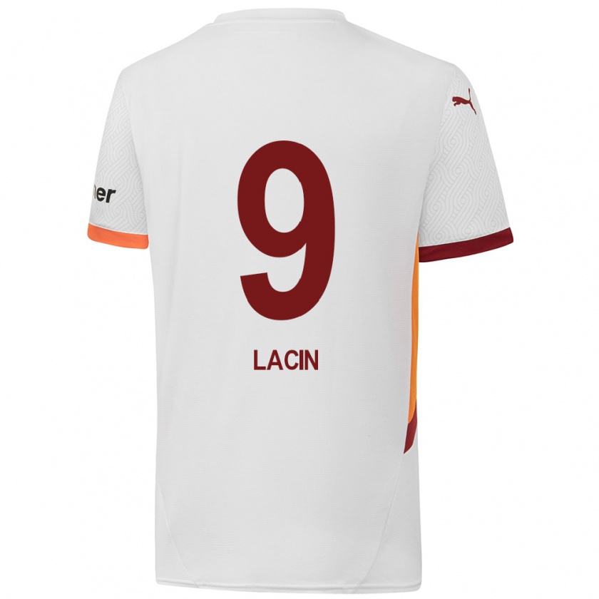 Kandiny Kinder Elanur Laçin #9 Weiß Gelb Rot Auswärtstrikot Trikot 2024/25 T-Shirt