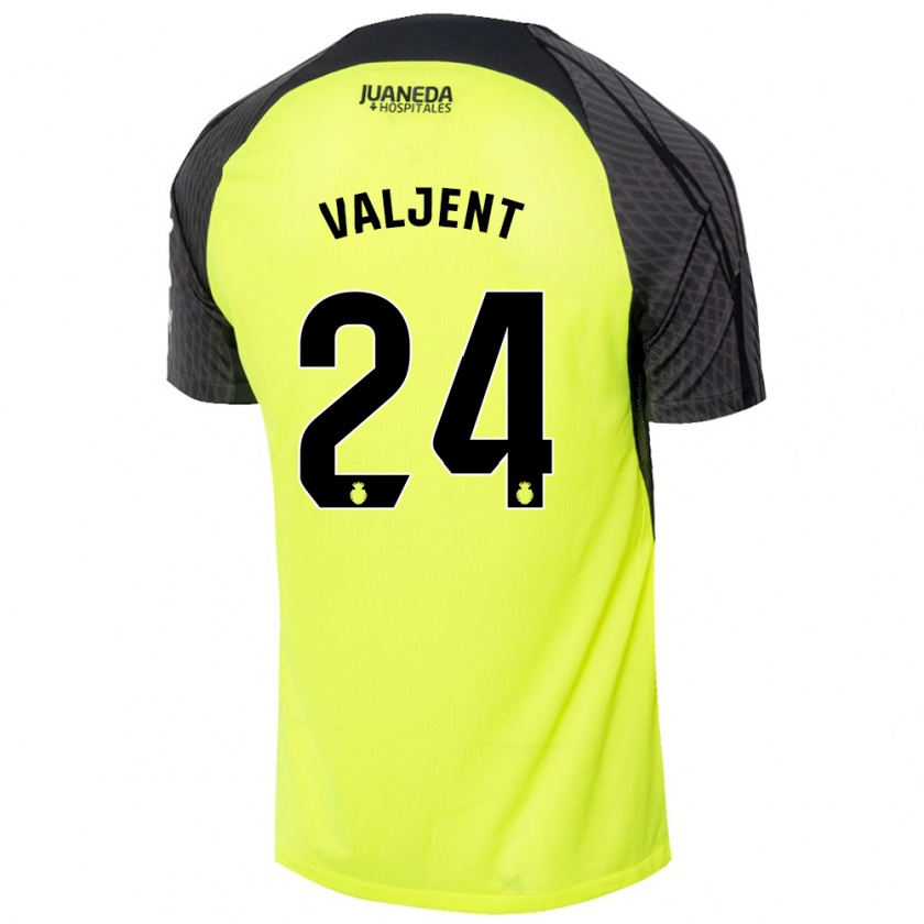 Kandiny Kinder Martin Valjent #24 Fluoreszierend Grün Schwarz Auswärtstrikot Trikot 2024/25 T-Shirt