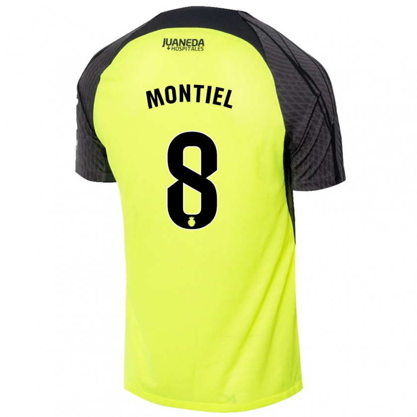 Kandiny Kinder Luis Montiel #8 Fluoreszierend Grün Schwarz Auswärtstrikot Trikot 2024/25 T-Shirt