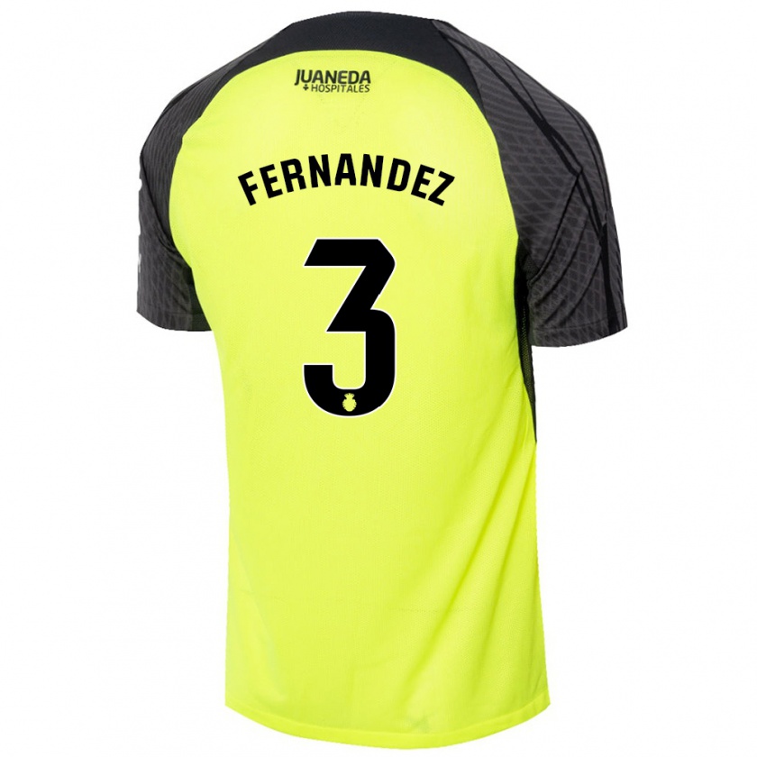 Kandiny Kinder Marcos Fernández #3 Fluoreszierend Grün Schwarz Auswärtstrikot Trikot 2024/25 T-Shirt