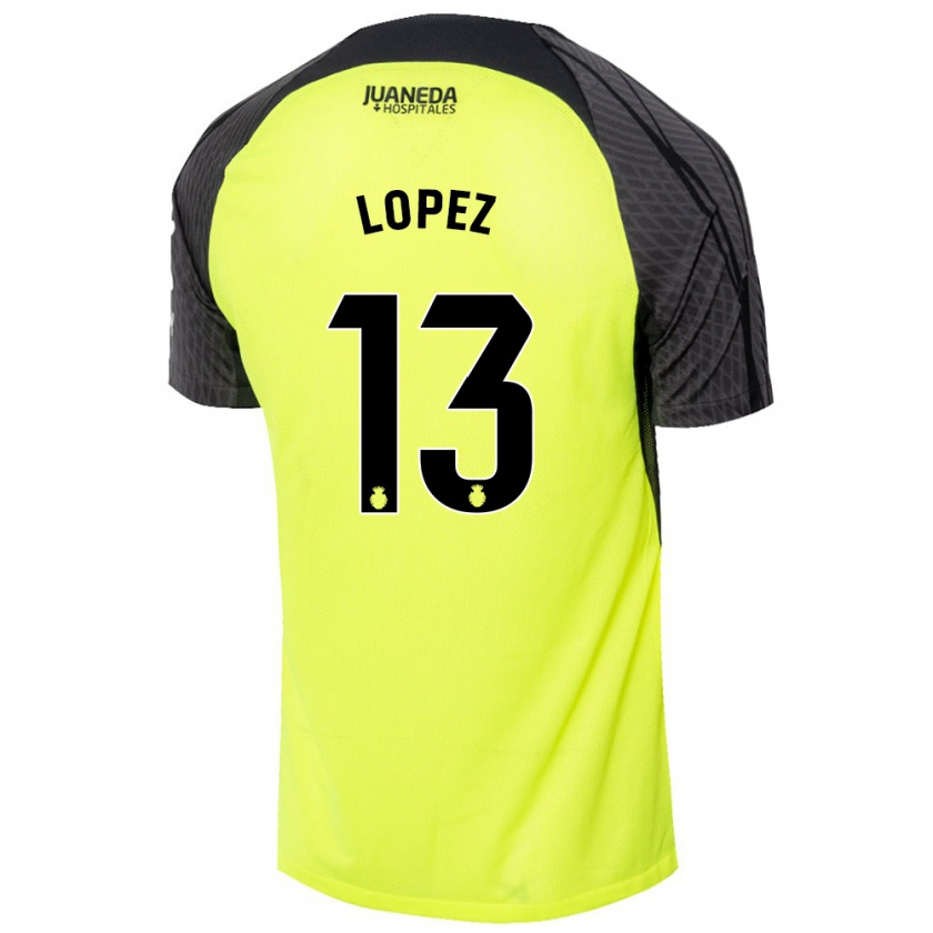 Kandiny Kinder Iván López #13 Fluoreszierend Grün Schwarz Auswärtstrikot Trikot 2024/25 T-Shirt