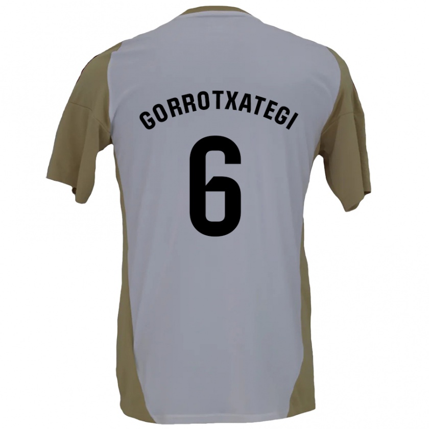 Kandiny Kinder Jon Gorrotxategi #6 Braunweiß Auswärtstrikot Trikot 2024/25 T-Shirt