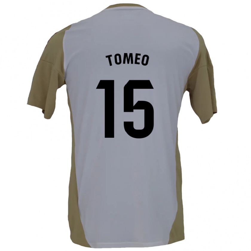 Kandiny Kinder Pablo Tomeo #15 Braunweiß Auswärtstrikot Trikot 2024/25 T-Shirt