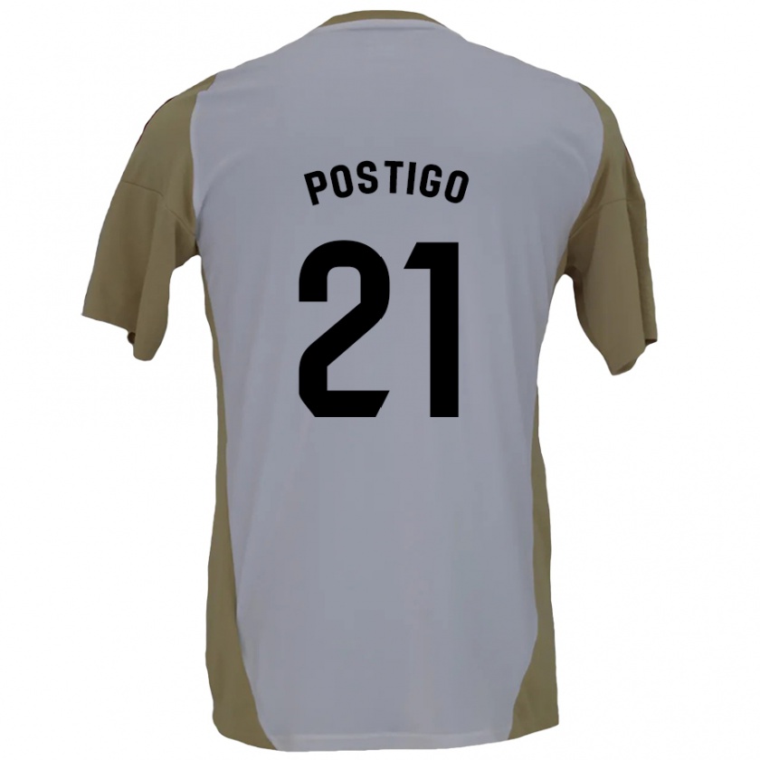 Kandiny Kinder Sergio Postigo #21 Braunweiß Auswärtstrikot Trikot 2024/25 T-Shirt