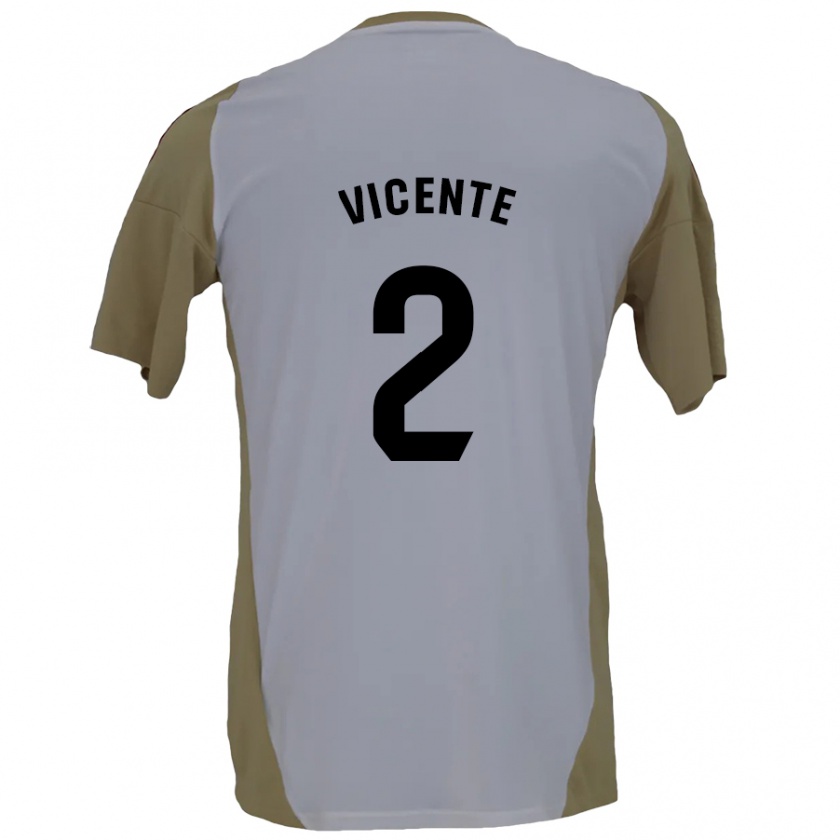 Kandiny Kinder David Vicente #2 Braunweiß Auswärtstrikot Trikot 2024/25 T-Shirt