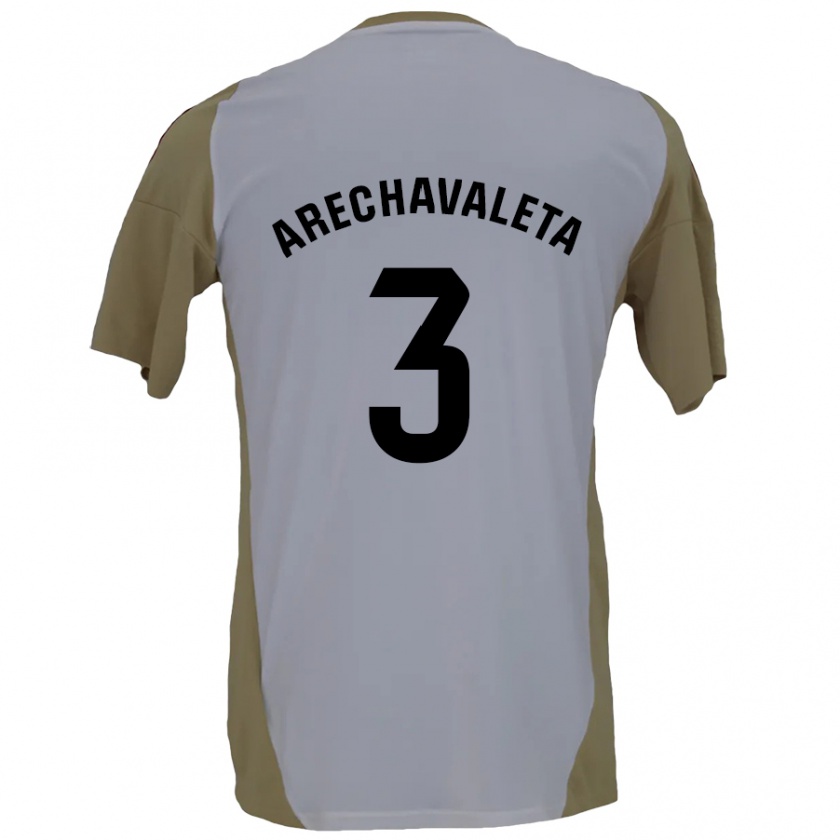 Kandiny Kinder Jorge Arechavaleta #3 Braunweiß Auswärtstrikot Trikot 2024/25 T-Shirt