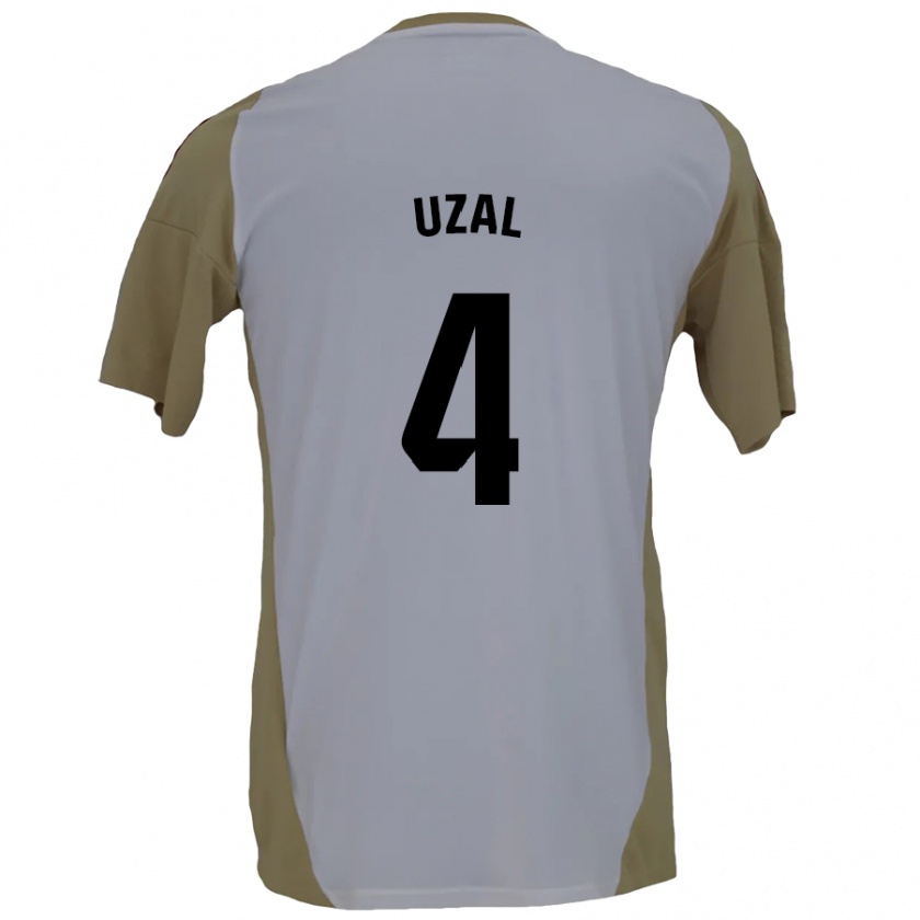 Kandiny Kinder Yeray Uzal #4 Braunweiß Auswärtstrikot Trikot 2024/25 T-Shirt