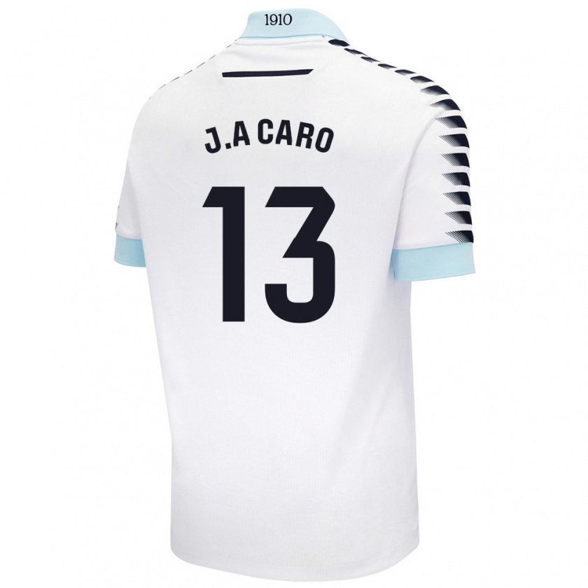 Kandiny Kinder José Antonio Caro #13 Weiß Blau Auswärtstrikot Trikot 2024/25 T-Shirt