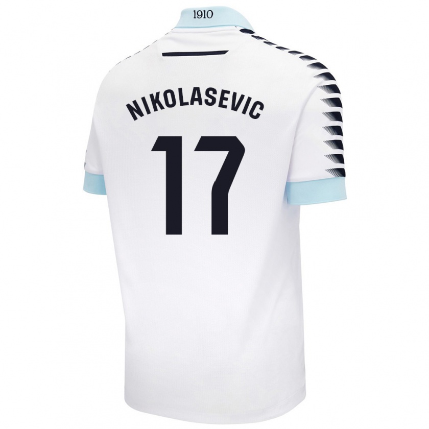 Kandiny Kinder Mirko Nikolasevic #17 Weiß Blau Auswärtstrikot Trikot 2024/25 T-Shirt