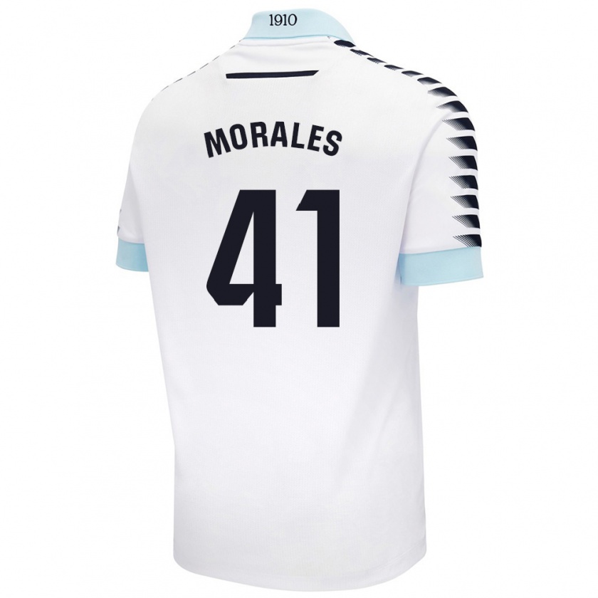 Kandiny Kinder Luis Morales #41 Weiß Blau Auswärtstrikot Trikot 2024/25 T-Shirt