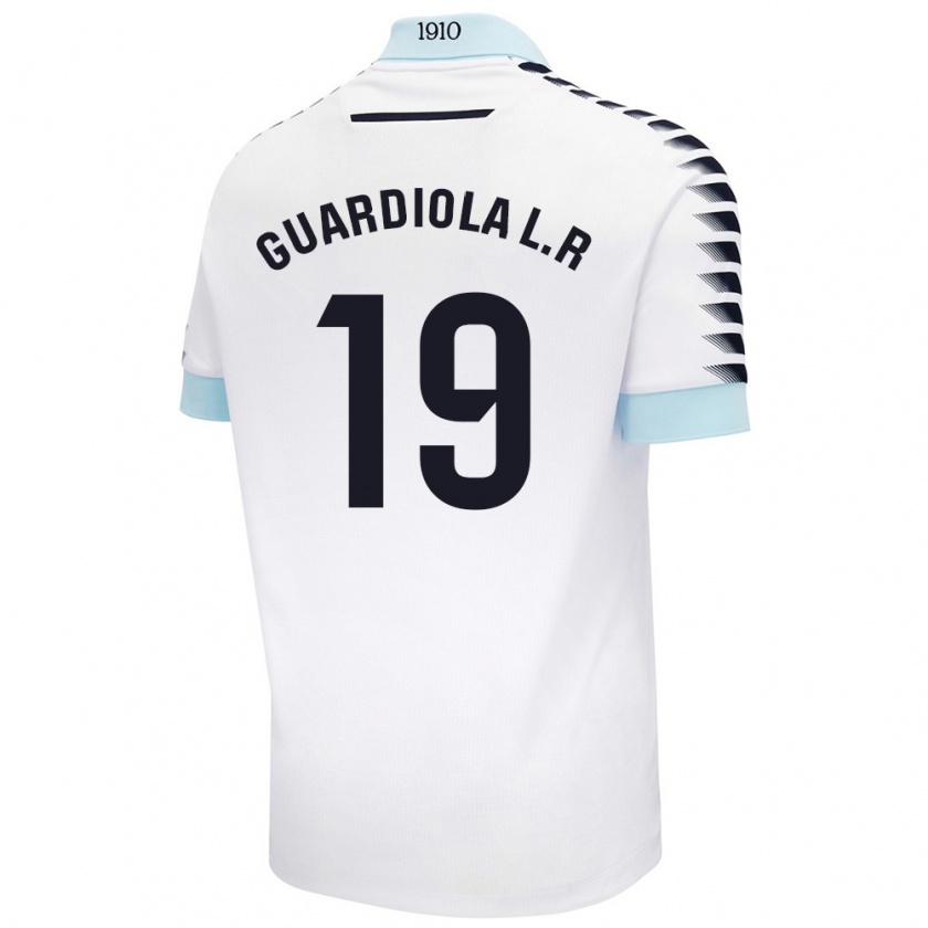 Kandiny Kinder Sergi Guardiola #19 Weiß Blau Auswärtstrikot Trikot 2024/25 T-Shirt