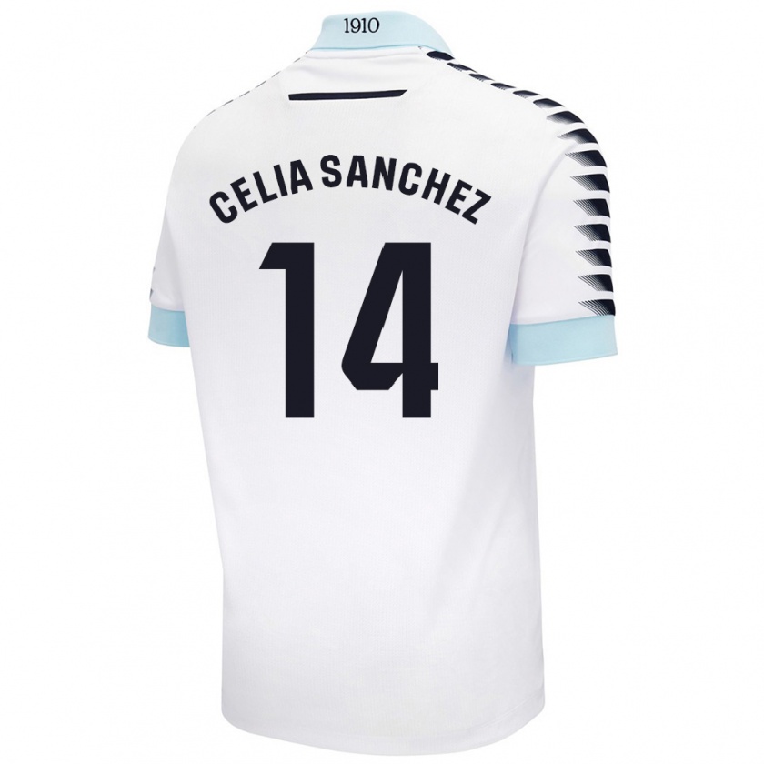 Kandiny Kinder Celia Sánchez García #14 Weiß Blau Auswärtstrikot Trikot 2024/25 T-Shirt