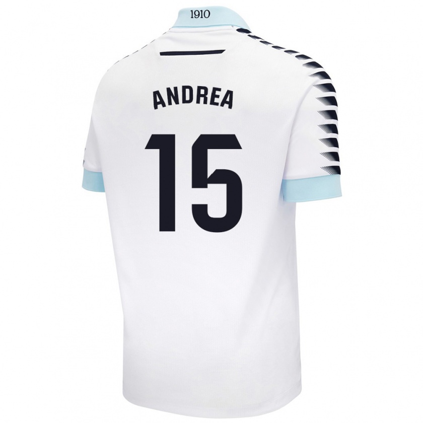 Kandiny Kinder Andrea Sánchez Moreno #15 Weiß Blau Auswärtstrikot Trikot 2024/25 T-Shirt