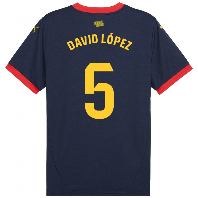 Kandiny Kinder David López #5 Marinerot Auswärtstrikot Trikot 2024/25 T-Shirt