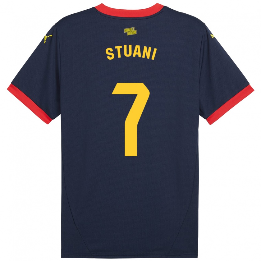 Kandiny Kinder Cristhian Stuani #7 Marinerot Auswärtstrikot Trikot 2024/25 T-Shirt