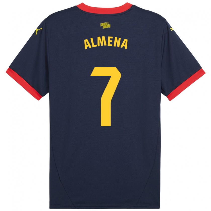 Kandiny Kinder Iker Almena #7 Marinerot Auswärtstrikot Trikot 2024/25 T-Shirt