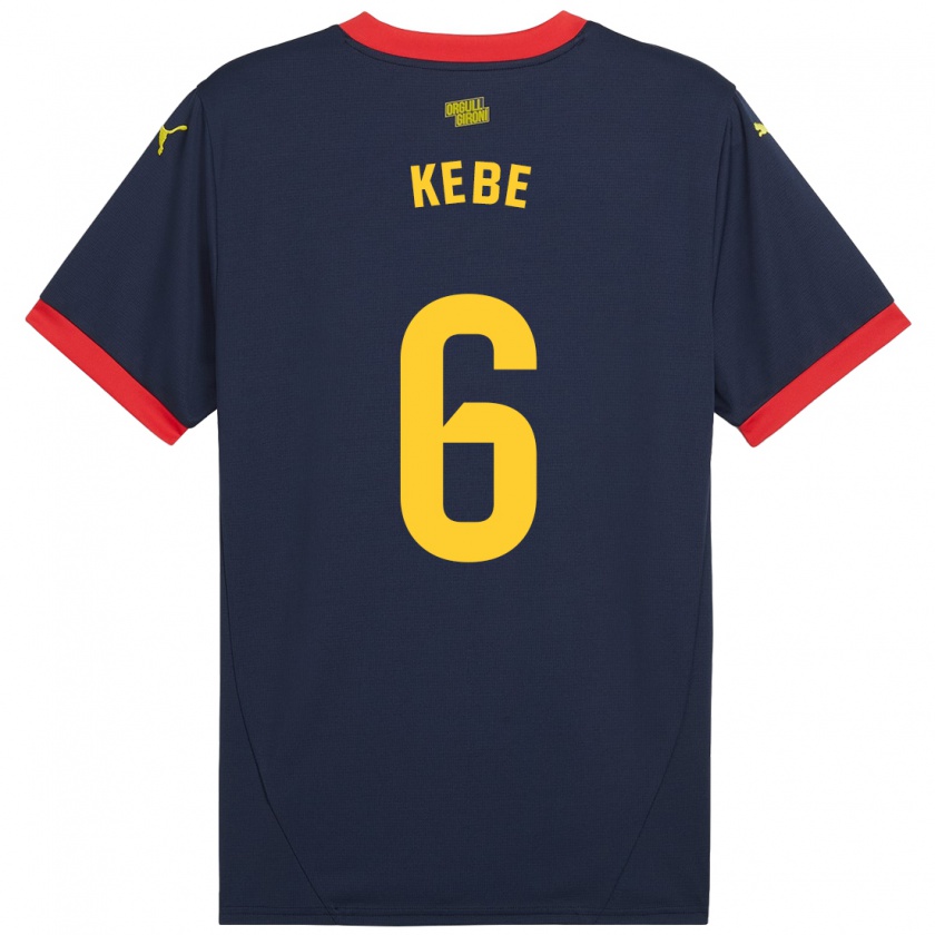 Kandiny Kinder Ibrahima Kébé #6 Marinerot Auswärtstrikot Trikot 2024/25 T-Shirt