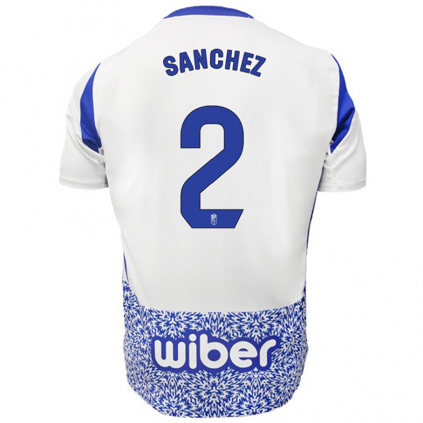 Kandiny Kinder Rubén Sánchez #2 Weiß Blau Auswärtstrikot Trikot 2024/25 T-Shirt