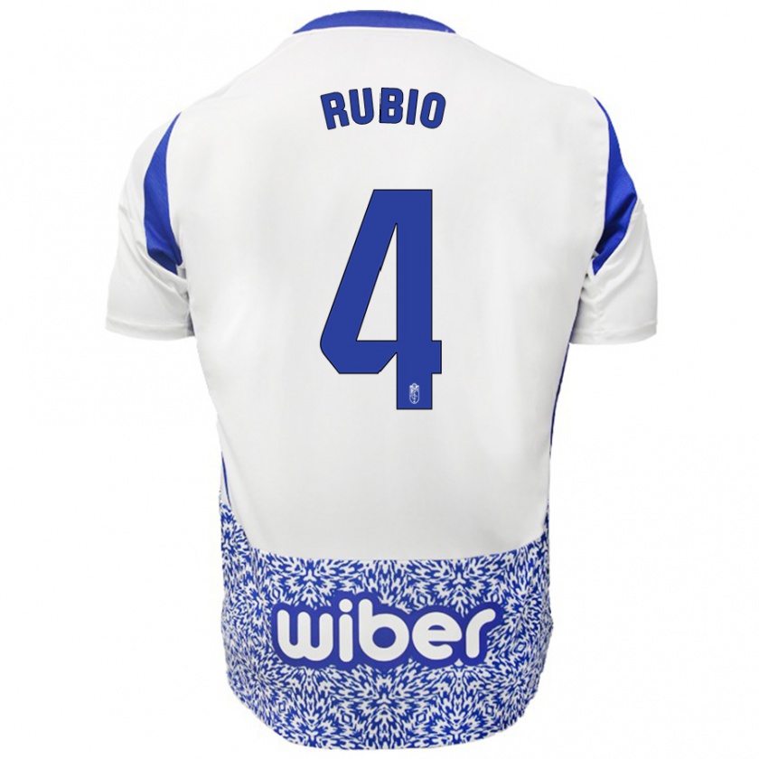 Kandiny Kinder Miguel Rubio #4 Weiß Blau Auswärtstrikot Trikot 2024/25 T-Shirt