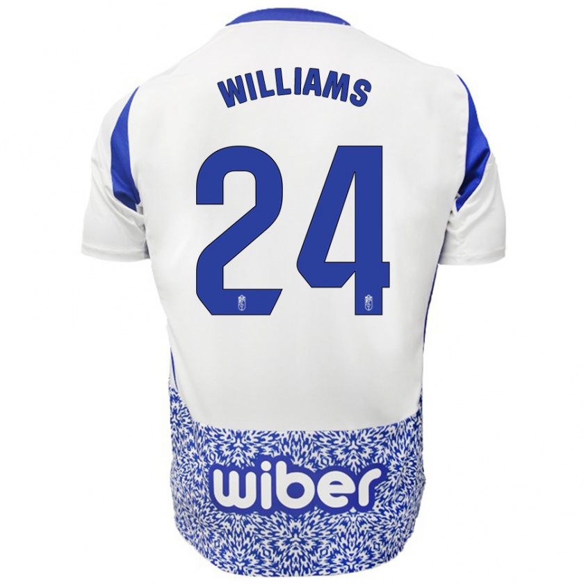 Kandiny Kinder Loïc Williams #24 Weiß Blau Auswärtstrikot Trikot 2024/25 T-Shirt