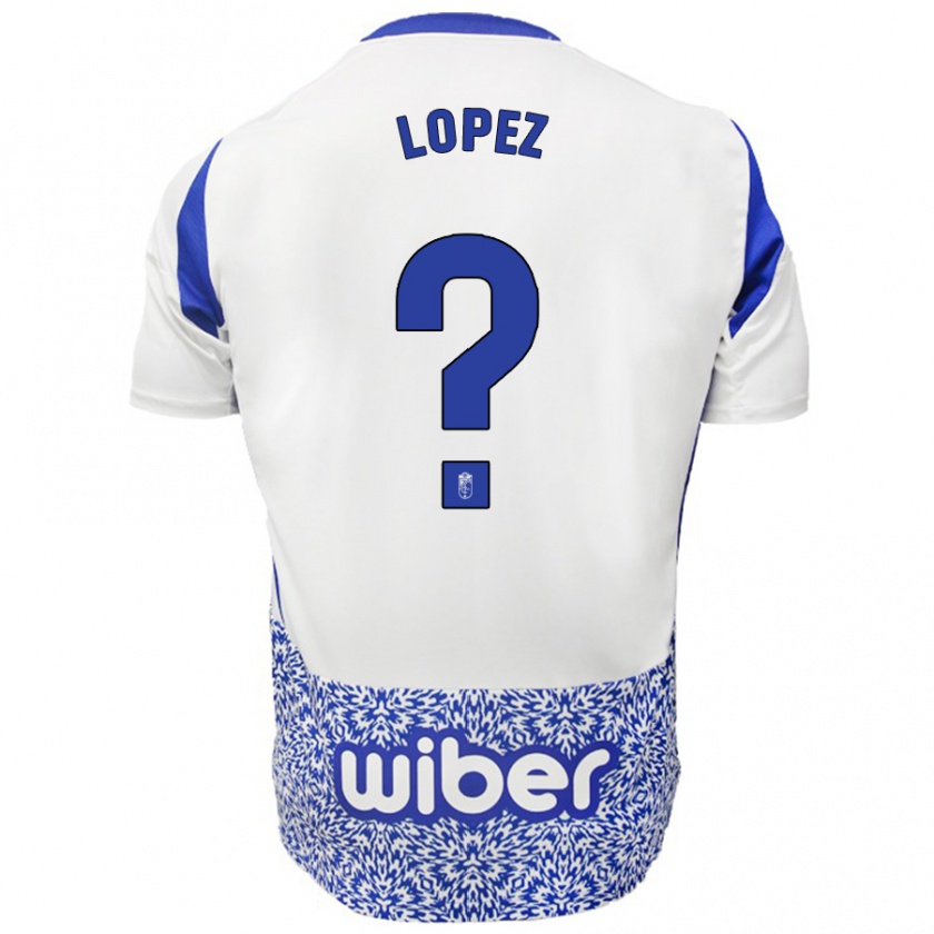 Kandiny Kinder Hugo López #0 Weiß Blau Auswärtstrikot Trikot 2024/25 T-Shirt