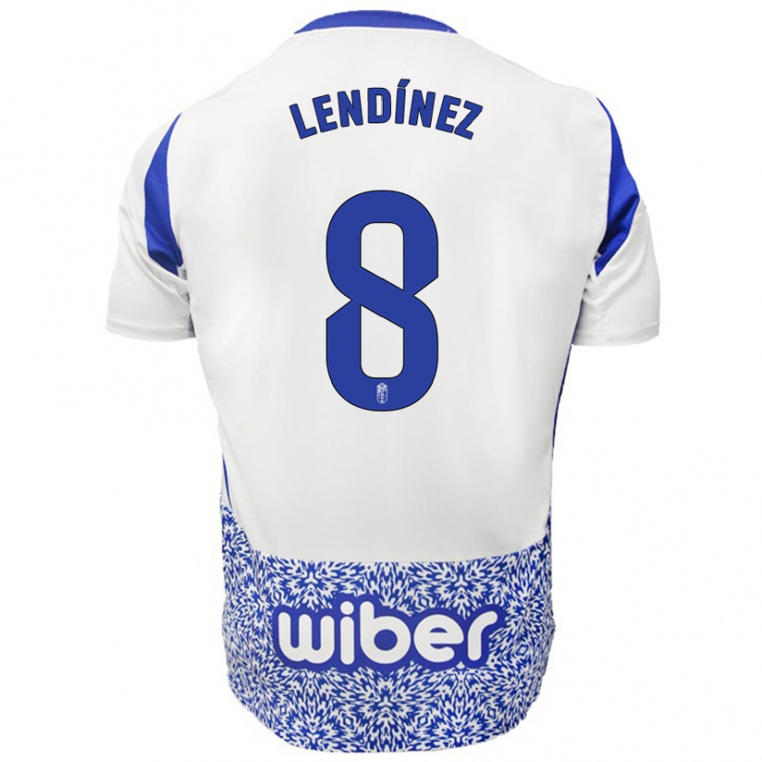 Kandiny Kinder Juanma Lendínez #8 Weiß Blau Auswärtstrikot Trikot 2024/25 T-Shirt