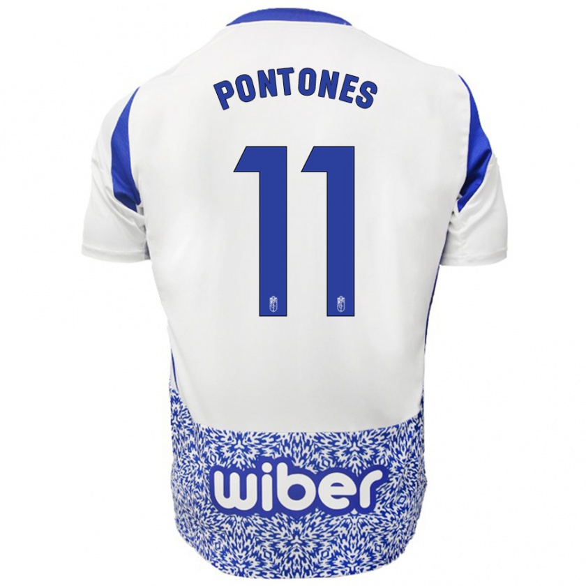 Kandiny Kinder Juan Carlos Pontones #11 Weiß Blau Auswärtstrikot Trikot 2024/25 T-Shirt