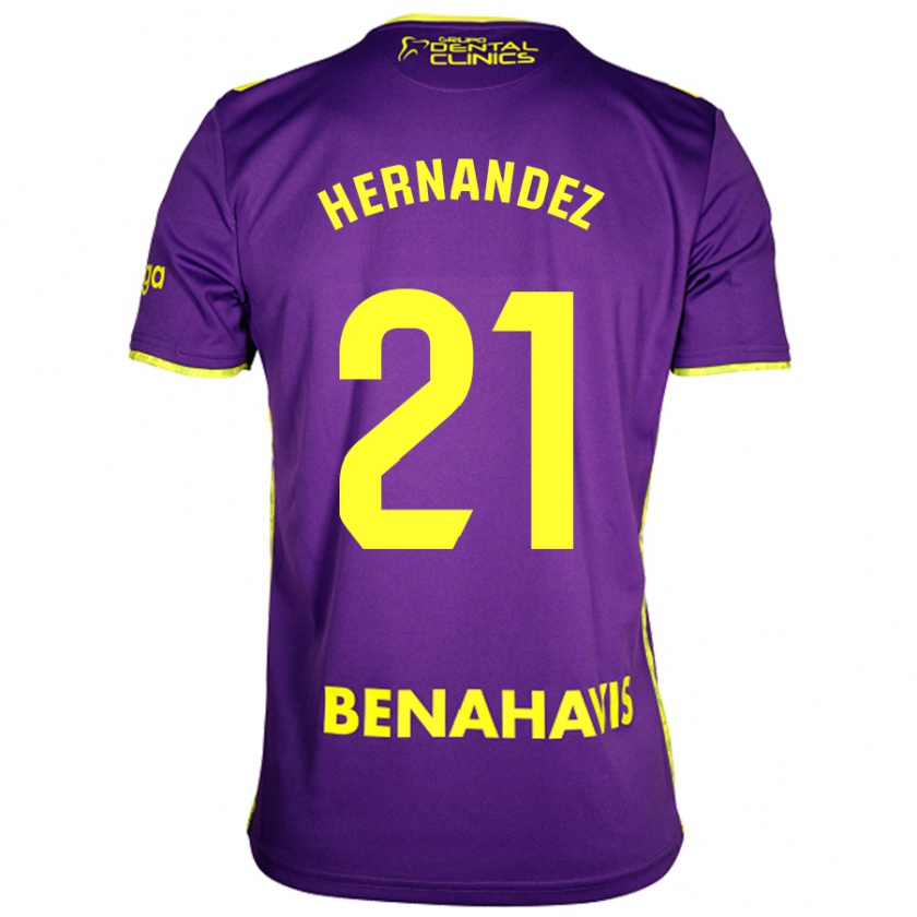 Kandiny Kinder Juan Hernández #21 Lila Gelb Auswärtstrikot Trikot 2024/25 T-Shirt