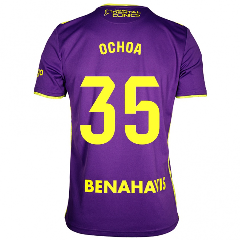 Kandiny Kinder Aarón Ochoa #35 Lila Gelb Auswärtstrikot Trikot 2024/25 T-Shirt