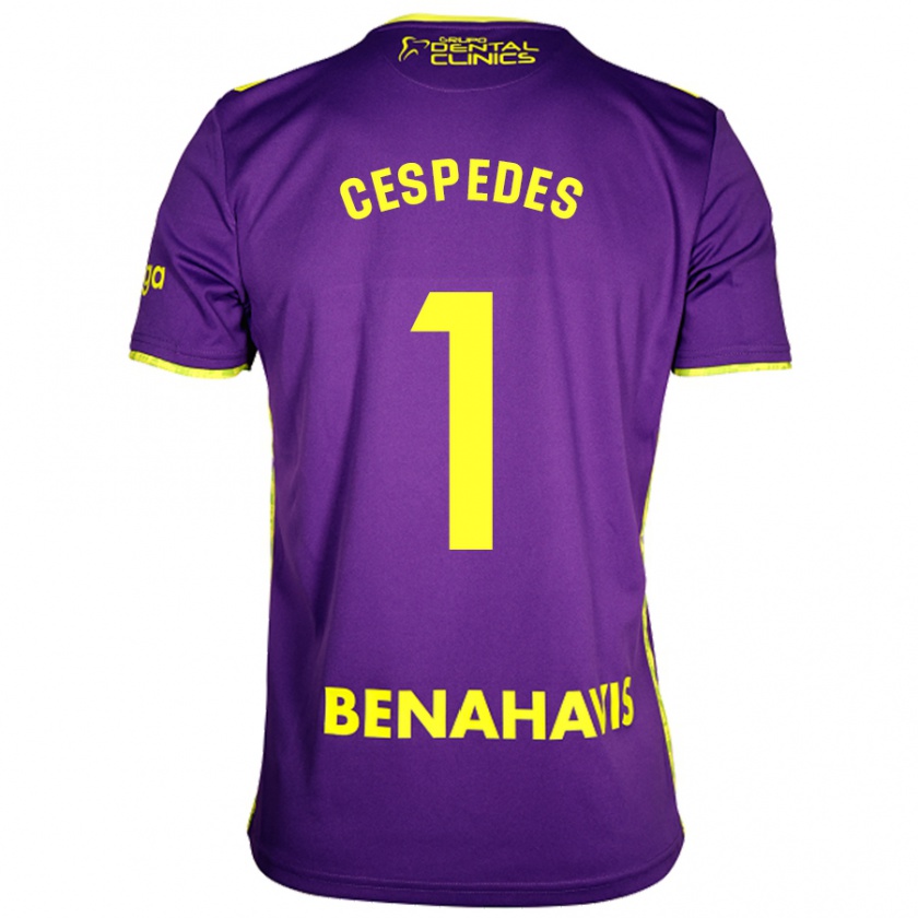 Kandiny Kinder Andrés Céspedes #1 Lila Gelb Auswärtstrikot Trikot 2024/25 T-Shirt