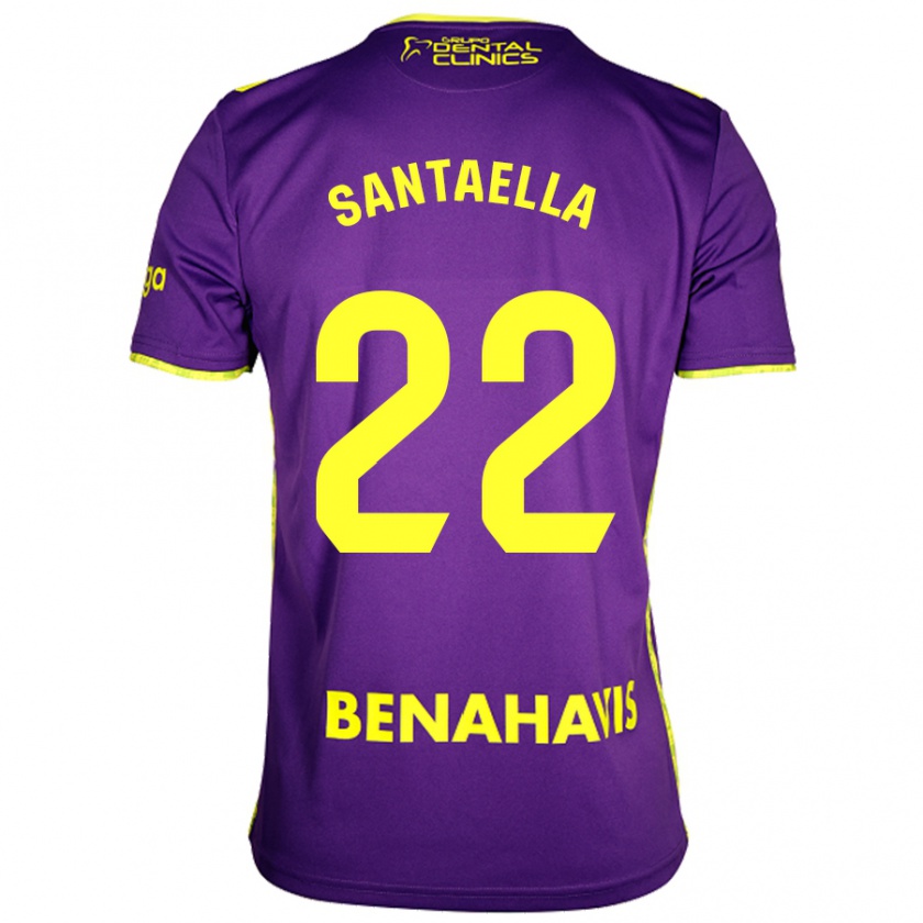 Kandiny Kinder Miguel Ángel Santaella #22 Lila Gelb Auswärtstrikot Trikot 2024/25 T-Shirt