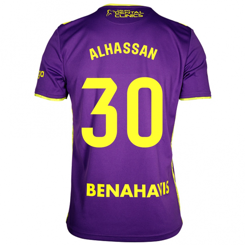 Kandiny Kinder Mubarak Alhassan #30 Lila Gelb Auswärtstrikot Trikot 2024/25 T-Shirt