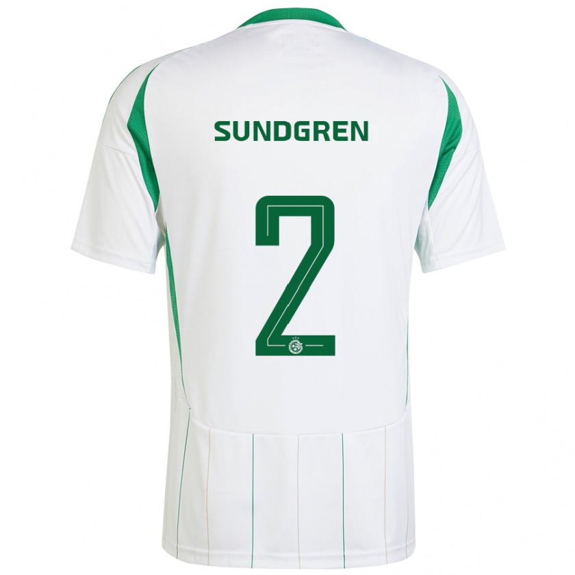 Kandiny Kinder Daniel Sundgren #2 Weiß Grün Auswärtstrikot Trikot 2024/25 T-Shirt