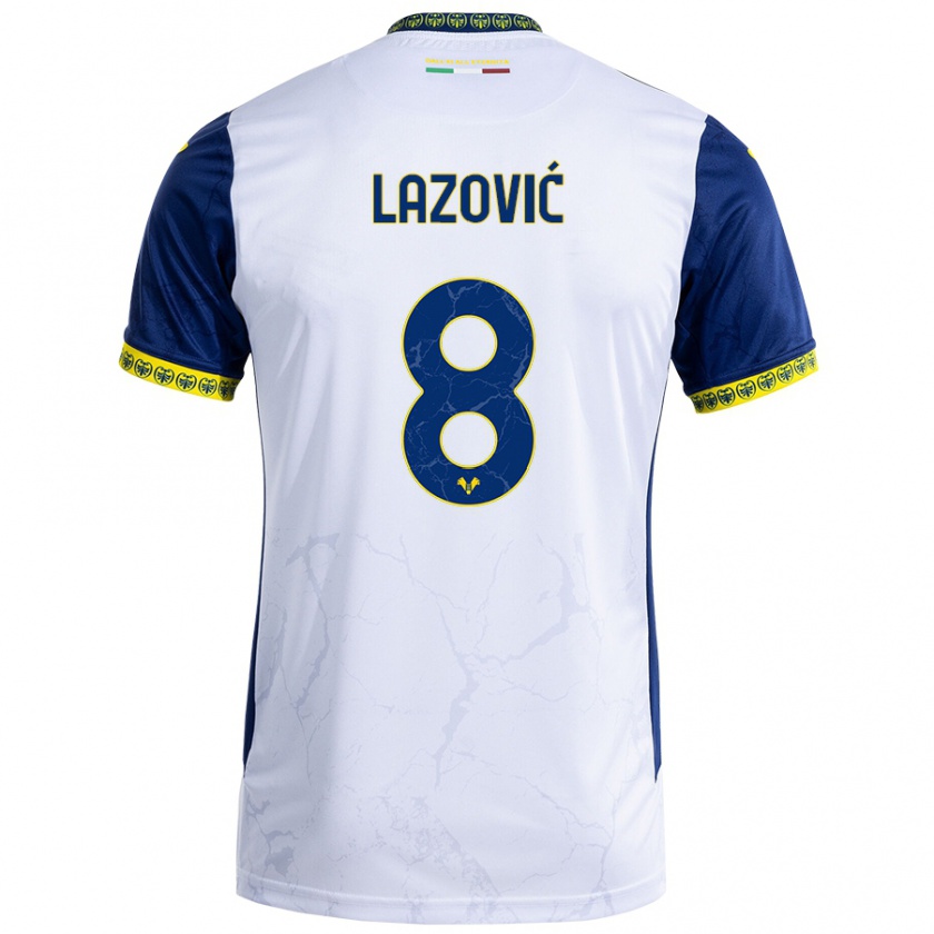 Kandiny Kinder Darko Lazović #8 Weiß Blau Auswärtstrikot Trikot 2024/25 T-Shirt