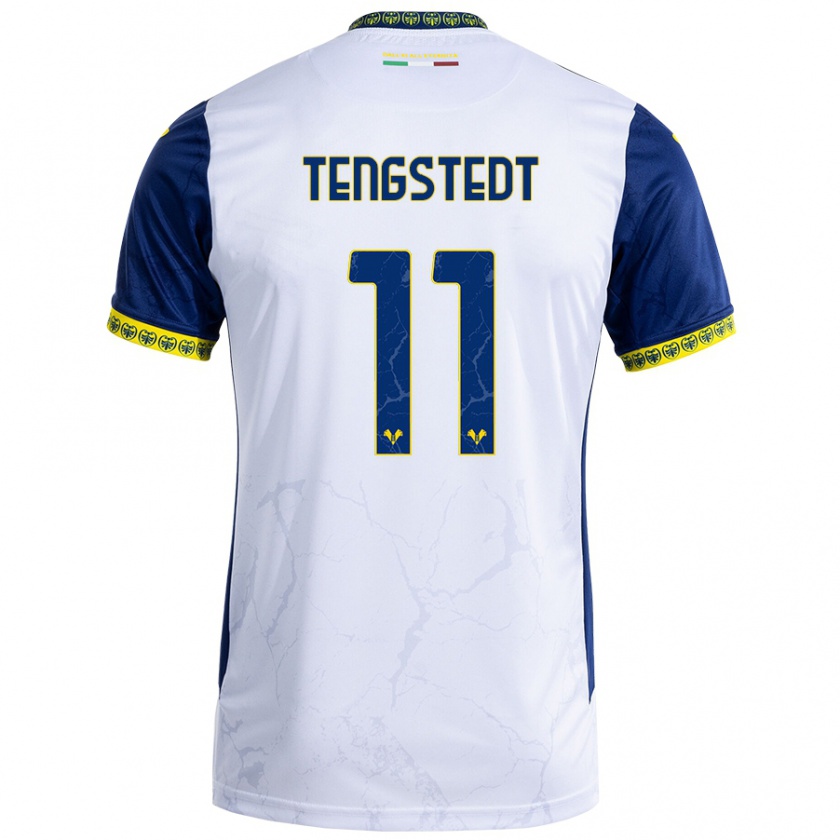 Kandiny Kinder Casper Tengstedt #11 Weiß Blau Auswärtstrikot Trikot 2024/25 T-Shirt