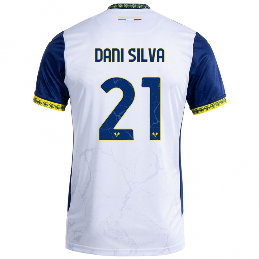 Kandiny Kinder Dani Silva #21 Weiß Blau Auswärtstrikot Trikot 2024/25 T-Shirt