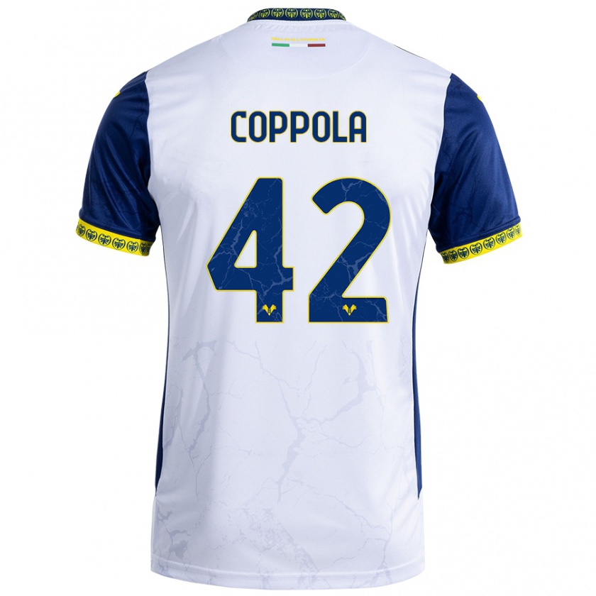 Kandiny Kinder Diego Coppola #42 Weiß Blau Auswärtstrikot Trikot 2024/25 T-Shirt