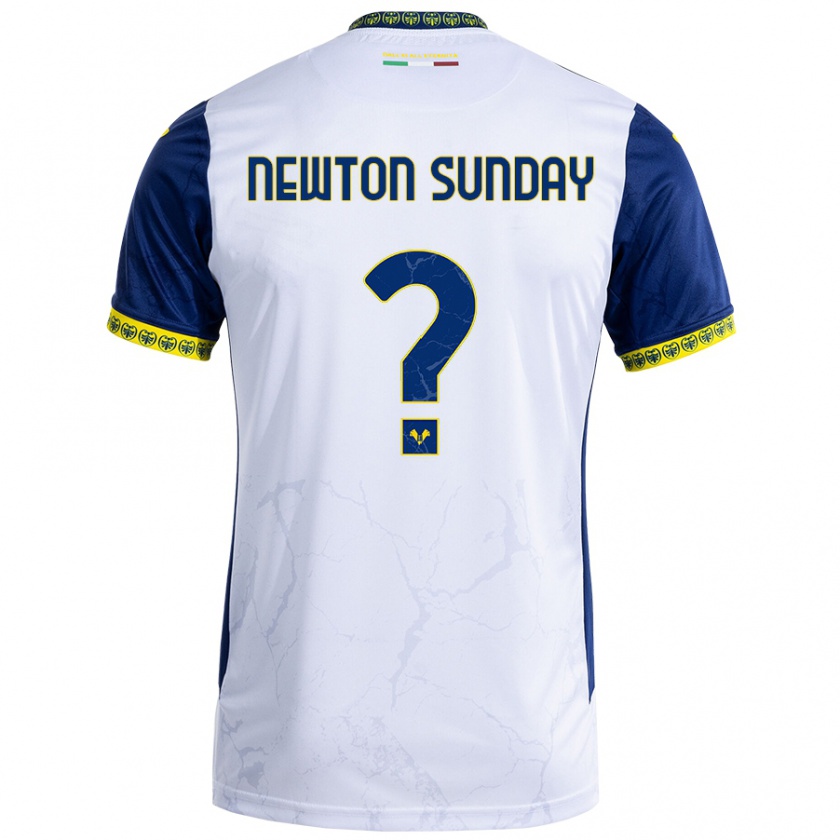 Kandiny Kinder Eloghosa Newton Sunday #0 Weiß Blau Auswärtstrikot Trikot 2024/25 T-Shirt