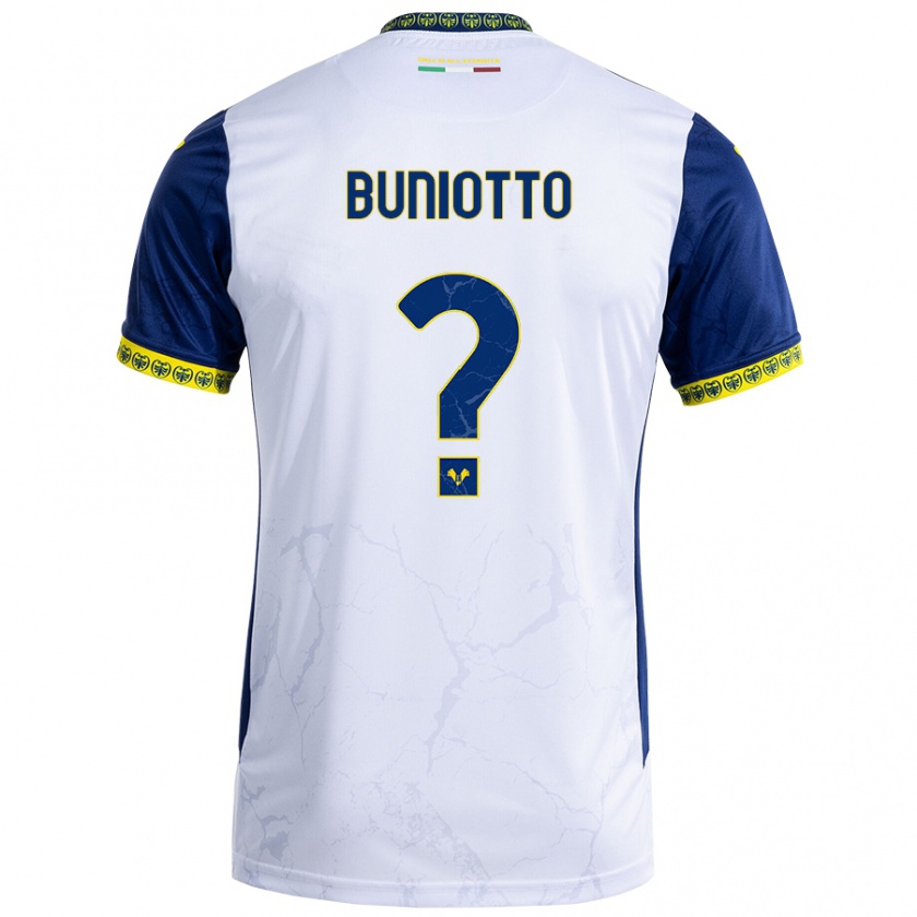 Kandiny Kinder Mattia Buniotto #0 Weiß Blau Auswärtstrikot Trikot 2024/25 T-Shirt