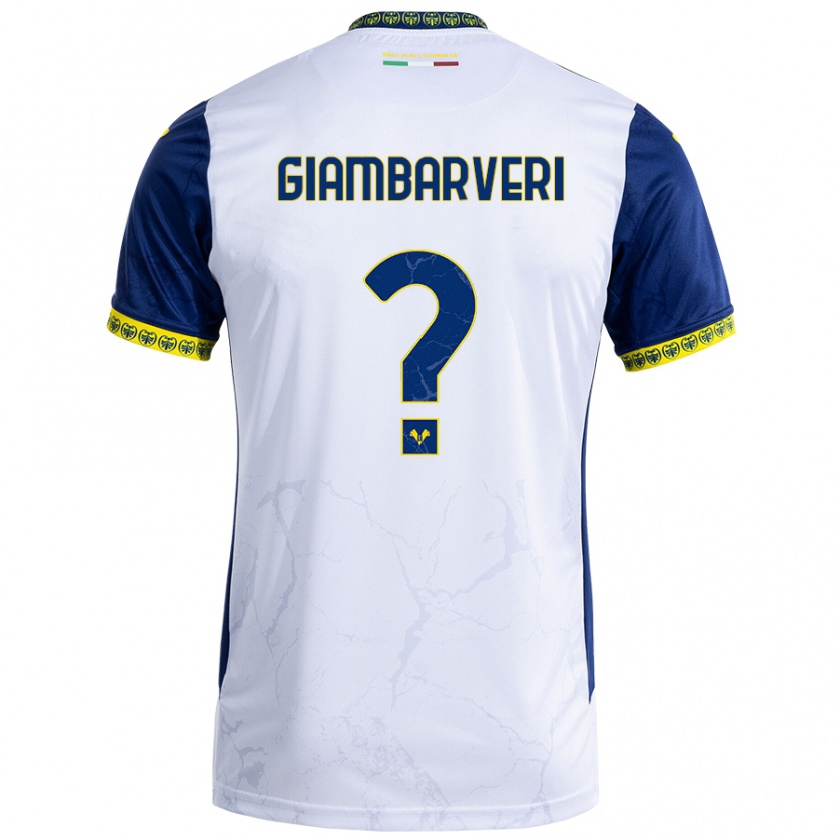 Kandiny Kinder Mattia Giambarveri #0 Weiß Blau Auswärtstrikot Trikot 2024/25 T-Shirt