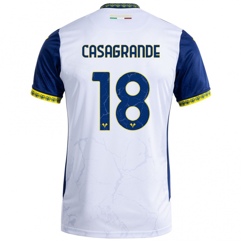 Kandiny Kinder Davide Casagrande #18 Weiß Blau Auswärtstrikot Trikot 2024/25 T-Shirt